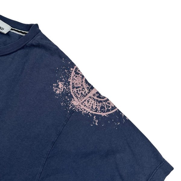 Stone Island 2017 Navy Arm Compass Graphic Logo T Shirt - Medium