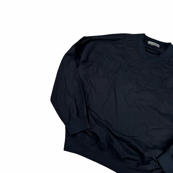 Stone Island 2023 Navy Light Cotton Tela Spellout Pullover - Medium