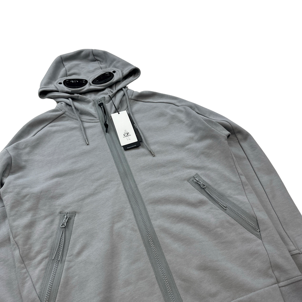 CP Company Grey Cotton Goggle Hoodie - Medium