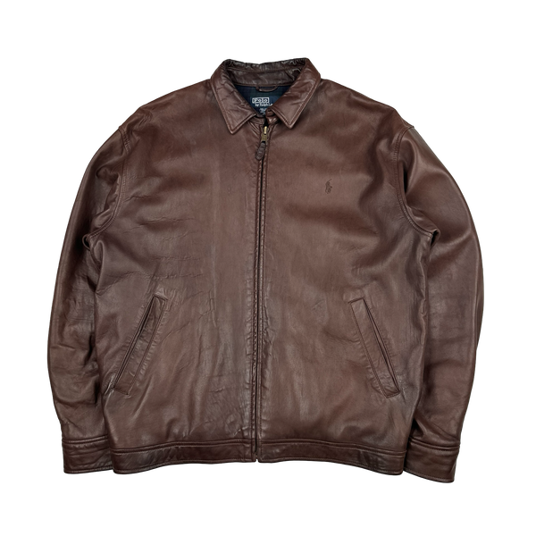 Ralph Lauren Brown Heavyweight Leather Jacket - Large