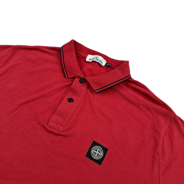 Stone Island 2015 Red Cotton Slim Fit Polo Top - 3XL