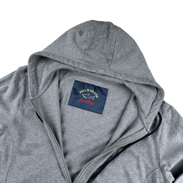 Paul And Shark Grey Zip Up Hooded Jumper - Medium