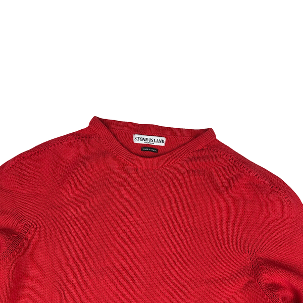 Stone Island 2004 Red Cotton Knit Jumper - XXL