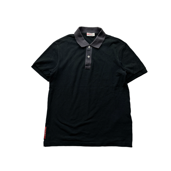Prada Black Cotton Polo Shirt - Medium