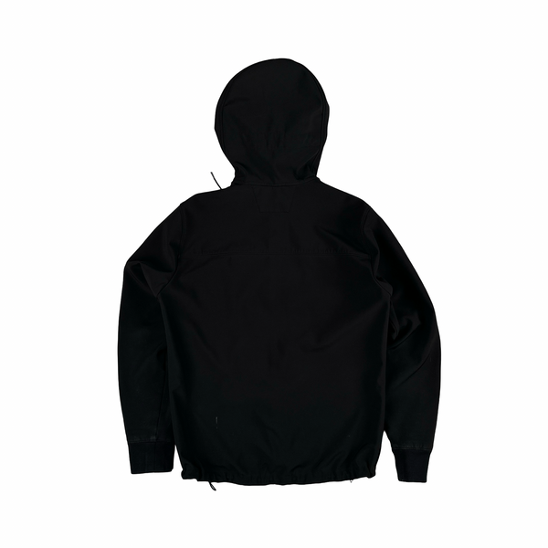 CP Company Black Soft Shell R Goggle Hooded Zipped Jacket - Large