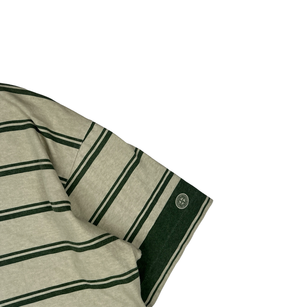 Stone Island 1997 Green Striped Vintage Cotton T Shirt - Large