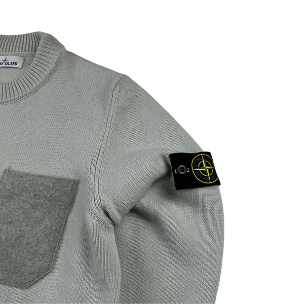 Stone Island 2017 Pale Blue Wool Crewneck - Large