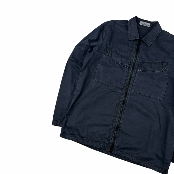 Stone Island 2022 Navy Cotton Zipped Overshirt - Large