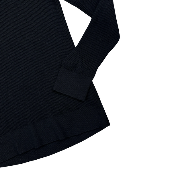 Stone Island 2022 Black Thick Ribbed Cotton Knit Roll Neck Jumper