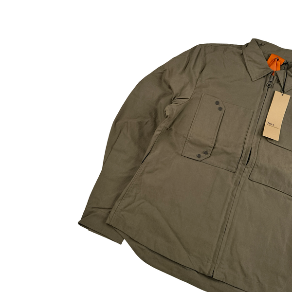 Ten C Khaki Mid Layer Zipped Overshirt Jacket - Medium