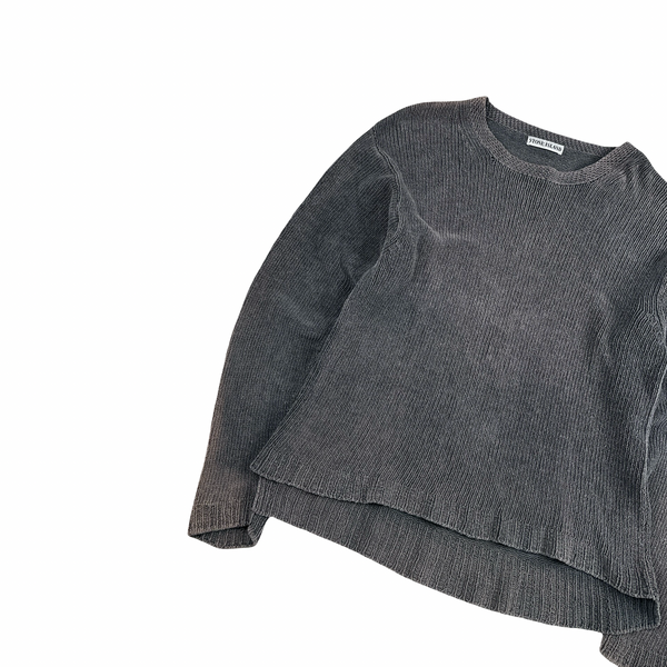 Stone Island 1993 Grey Knitted Chenille Green Edge Crewneck Pullover - Medium