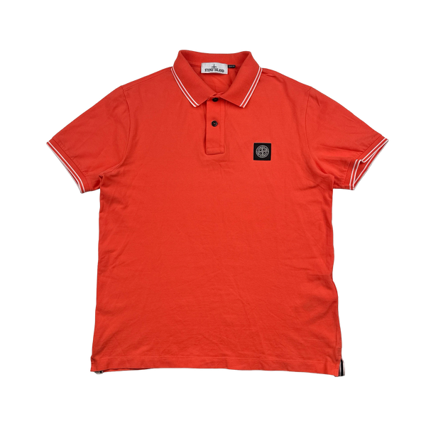 Stone Island 2018 Red Cotton Polo Shirt - Large