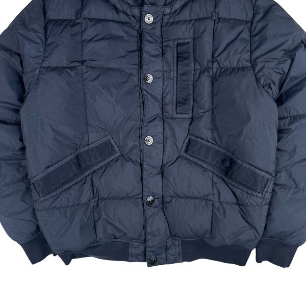 Stone Island 2019 Navy Garment Dyed Crinkle Reps Puffer Jacket - Medium
