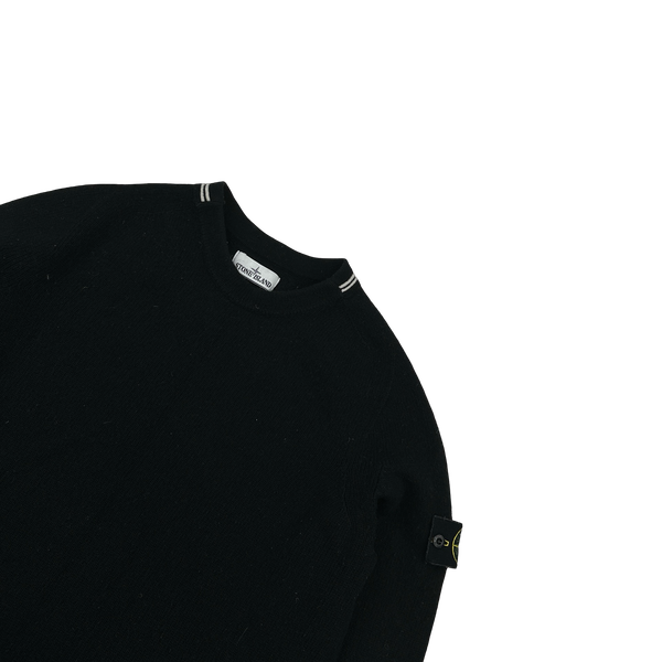 Stone Island 2020 Black Lambs Wool Crewneck Knitted Jumper - Large