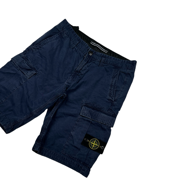Stone Island SL Navy Cotton Cargo Shorts - 32"