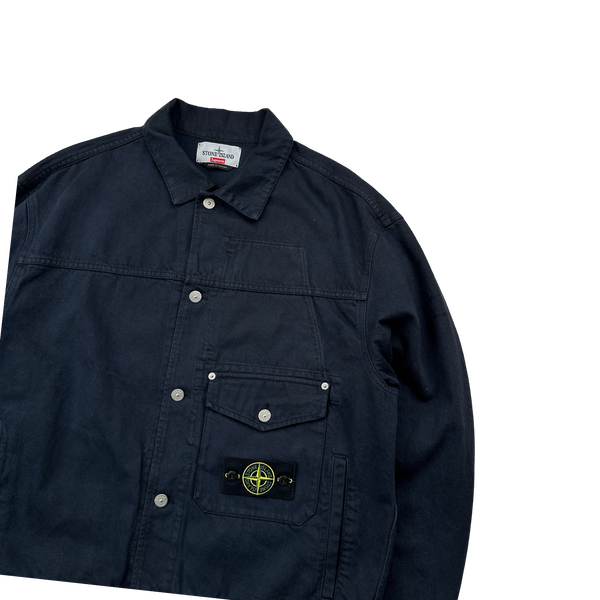 Stone Island x Supreme 2023 Navy Bull Denim TC Jacket - Large
