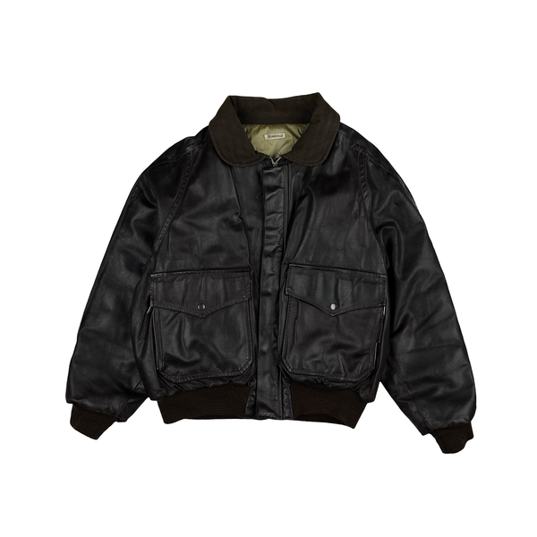 Boneville Vintage 80's Heavyweight Brown Leather Jacket - Large
