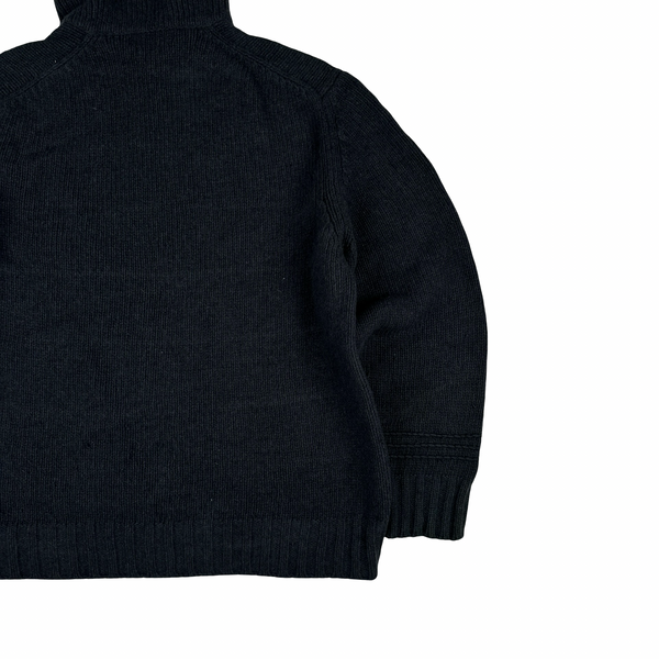 Stone Island 1998 Grey Vintage Cotton Chenille Knit Collared Jumper - XL
