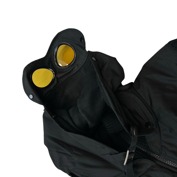 CP Company Black Wool Nylon Yellow Goggle Multipocketed Jacket - Large