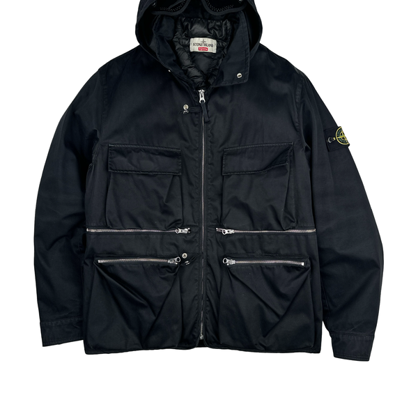 Stone Island Black Helicopter Raso Gommato Jacket - Small