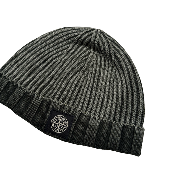 Stone Island Dust Treatment Garment Dyed Patch Beanie Hat