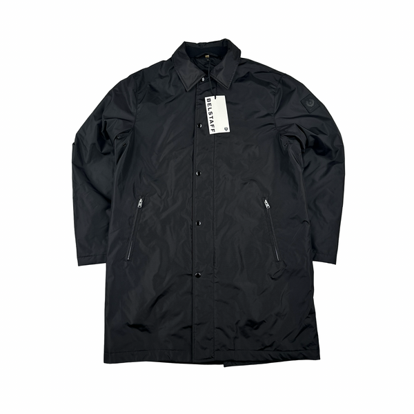Belstaff Black Zipped Long Collared Jacket - Medium