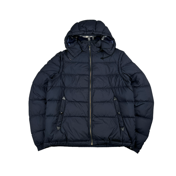 Burberry Navy Nova Check Lined Hooded Jacket - Medium