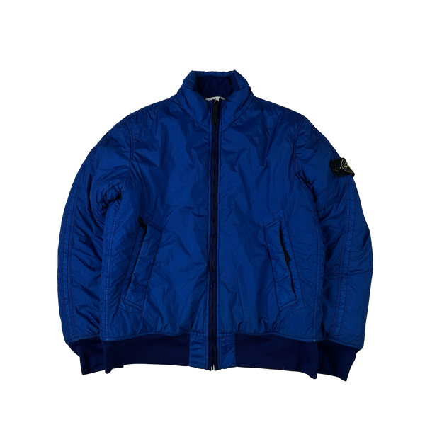 Stone Island 2015 Blue Crinkle Reps Padded Bomber Jacket - Large