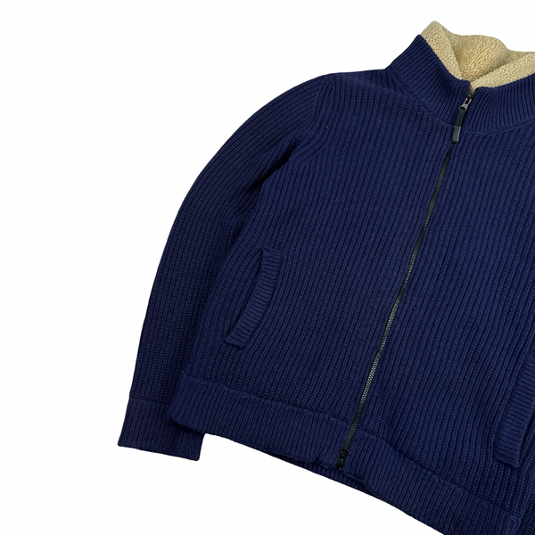 Stone Island 2014 Navy Wool Dutch Rope Lined President Knit Knit - XL