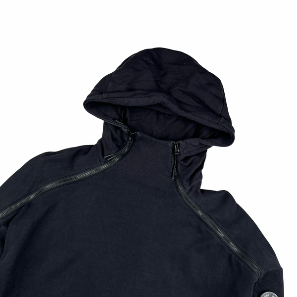 CP Company Black Pullover Zipped Chest Lens View Hoodie - Large