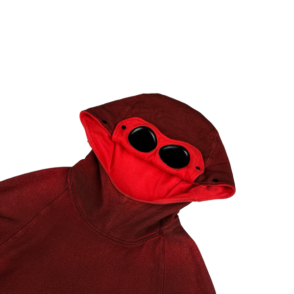 CP Company Red P.Ri.S.M Garment Dyed Goggle Hoodie - Small