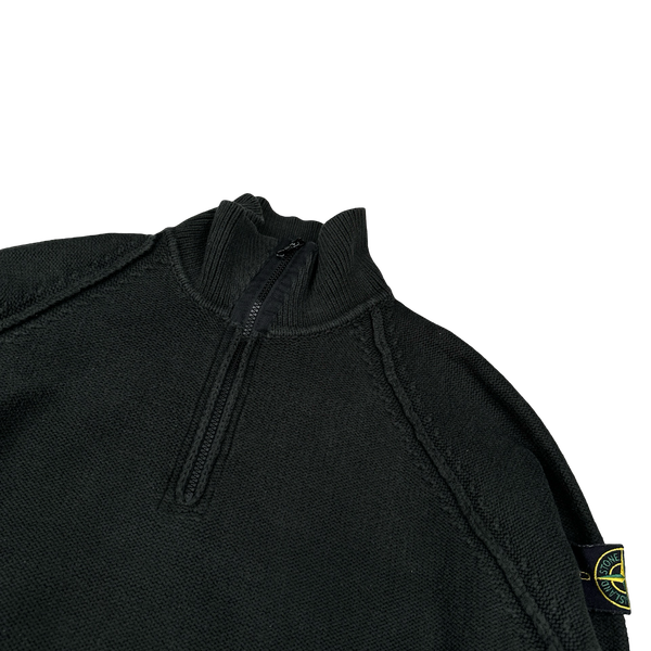 Stone Island 2004 Charcoal Cotton Quarter Zip Neck Pullover - XL