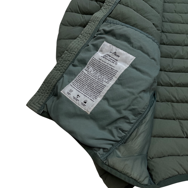 Stone Island Green Loom Down Woven Puffer Jacket - Medium