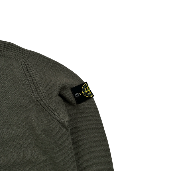 Stone Island 2018 Khaki Lambswool Quarter Zip Pullover - Small