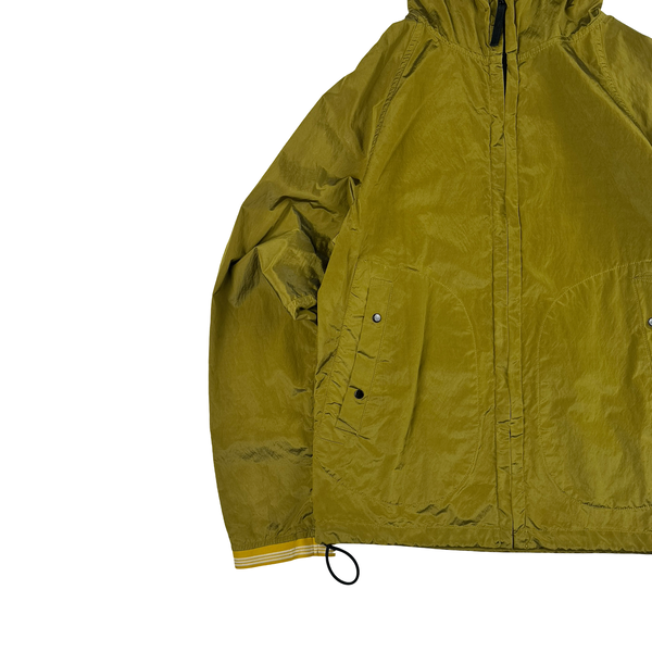 Stone Island 2004 Spellout Yellow Nylon Metal Velvet Lined Jacket - Medium