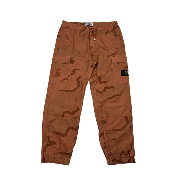 Stone Island x Supreme 2019 Salmon Brushed Cotton 2C Camo OVD Cargo Trousers - 32"
