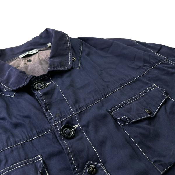 Stone Island Vintage 80s Green Edged Contrast Navy Stitch Field Jacket - XL