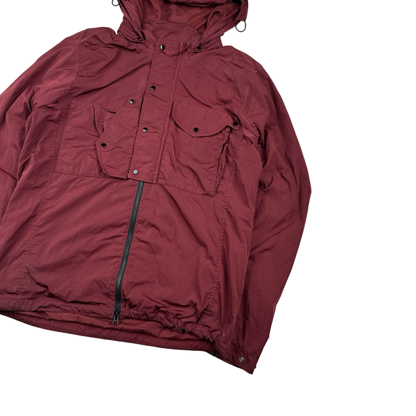 CP Company Burgundy Chrome R Lens Viewer Lightweight Jacket - Large