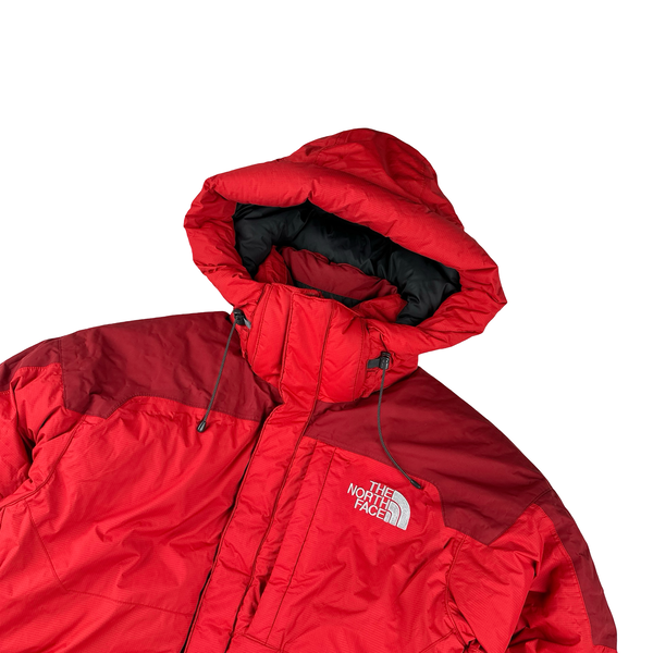 North Face Red Himalayan Summit Series 800 Down Hooded Puffer Jacket - Medium
