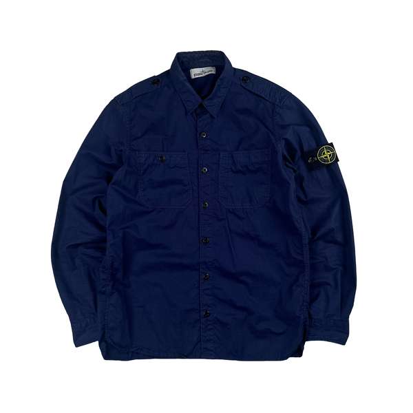 Stone Island 2014 Blue Indigo Cotton Overshirt - Medium