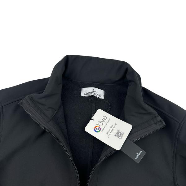 Stone Island 2023 Black Soft Shell R e.Dye Fleece Lined Zipped Jacket - Large