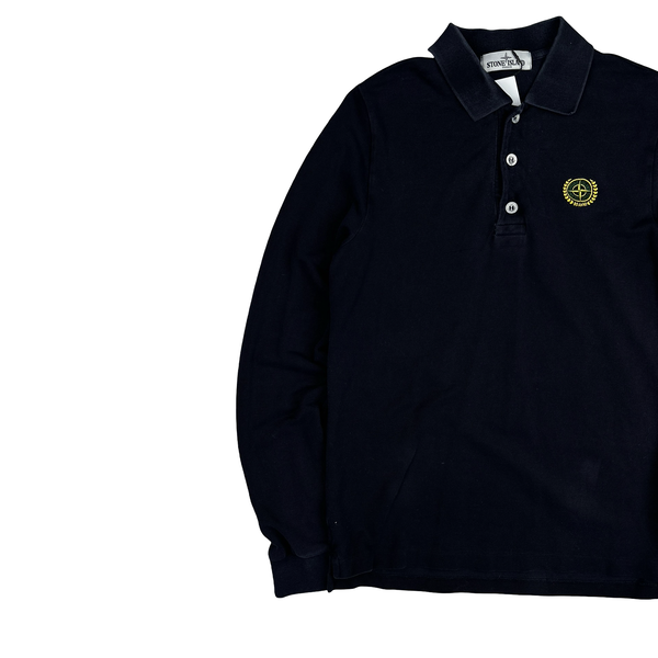 Stone Island 2012 Navy Cotton 30th Anniversary Long Sleeve Polo Shirt - Medium