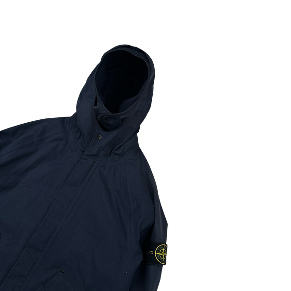 Stone Island 2016 Navy Ventile Dual Hood Cotton Jacket - Small