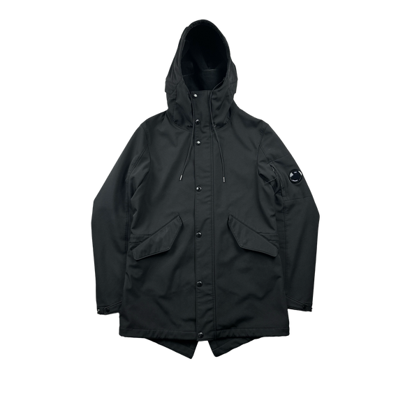 CP Company Black Soft Shell Fishtail Parka Jacket - Small