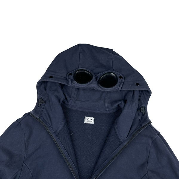 CP Company Navy Goggle Cotton Zip Up Hoodie - XL