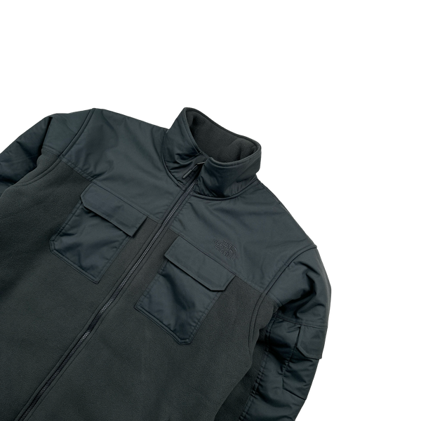 North Face Grey Teddy Fleece Lined Zipped Jacket- Large