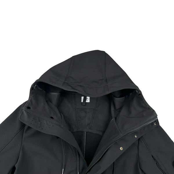 CP Company Black Fleece Lined Long Soft Shell Lens View Jacket - XL