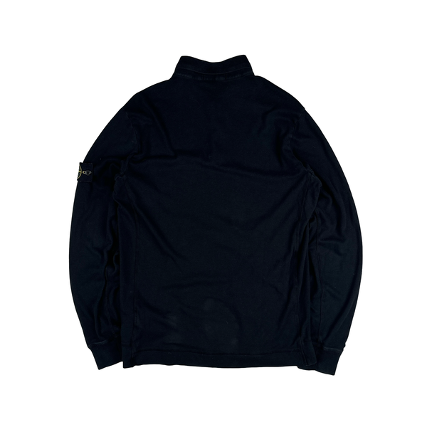 Stone Island 2020 Black Cotton Long Sleeve Polo Shirt - XL