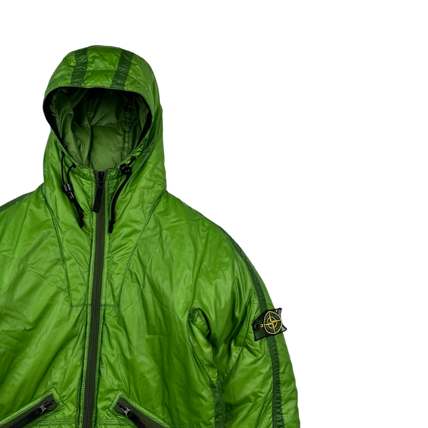 Stone Island 2007 Green Mesh Badge Down Puffer Jacket - Medium
