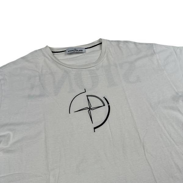 Stone Island 2020 White Graphic Spellout White T Shirt - Large